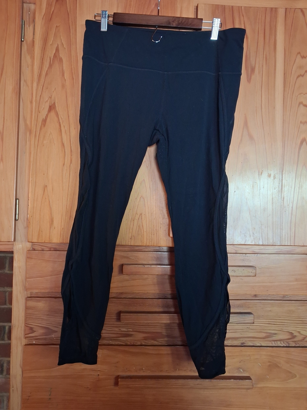 Athleta Black Leggings with Mesh Side Panels